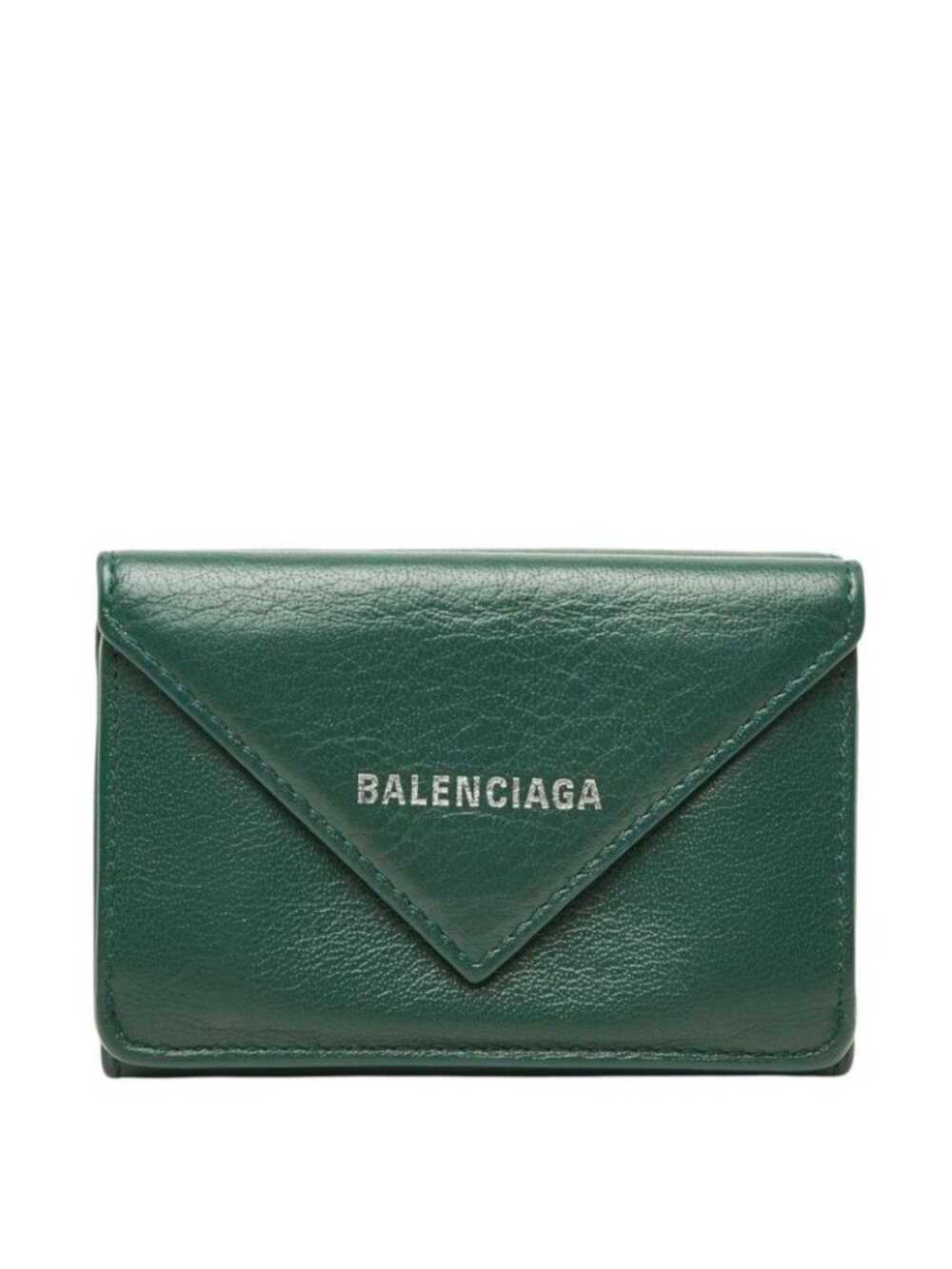 Balenciaga Paper Mini Wallet Trifold Compact Green Leather